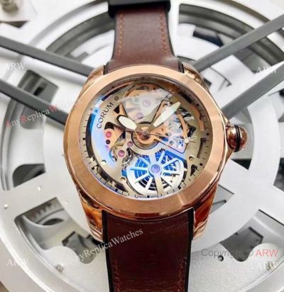 New Replica Corum Bubble Skeleton Men Watch Rose Gold Dreams Color Dial